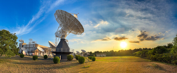 Sunset Over Satellite Ground Station