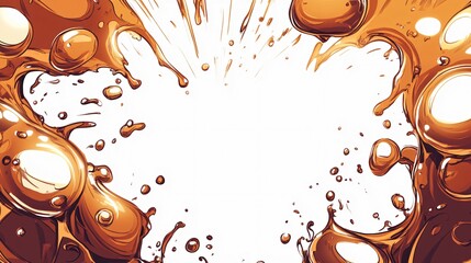 Fototapeta premium Artistic illustration featuring splashed liquid brown and golden elements