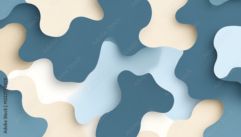 Aufkleber abstract layered paper cut shapes using a cool color palette