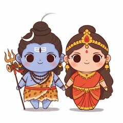 Fototapeta premium Lord Shiva and Goddess Parvati in their iconic dance pose, symbolizing divine love and creation destruction cycle.