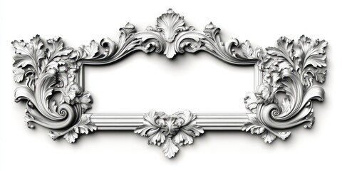 An ornate white framed rectangle with decorative floral embellishments