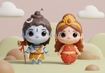Obraz premium Beautifully crafted Hindu deity figurines, exuding divine charm and intricate craftsmanship.
