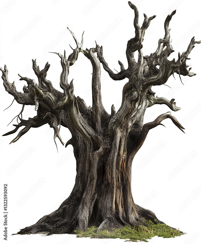 Poster ancient tree with twisted branches and detailed texture