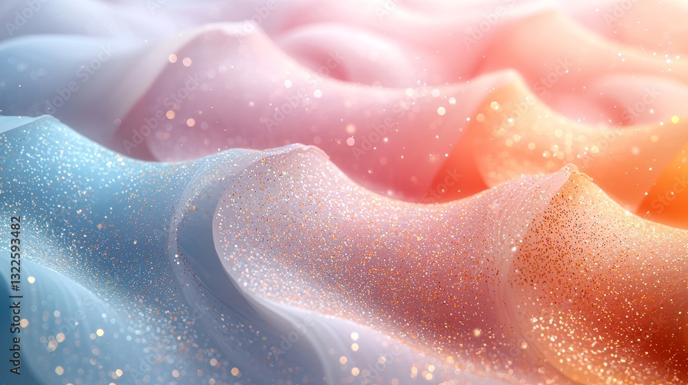 Poster a visually striking abstract wave graphic with subtle gradients and sparkling accents
