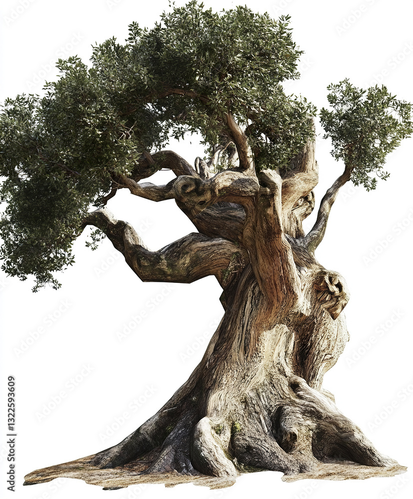 Poster ancient tree with twisted branches and textured bark