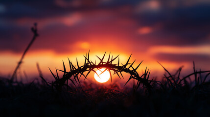 Watercolor crown of thorn Jesus Christ crucifixion suffering pain. Blood sacrifice mockery humiliation roman soldier passion. Good Friday cross nail whipping wounds redemption salvation.atonement.
