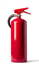 Obraz premium Roter Feuerlöscher steht auf hellem Hintergrund als Sicherheitsmaßnahme