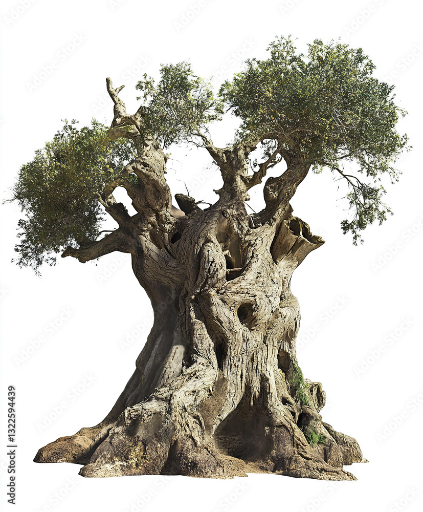 Poster ancient tree with twisted branches and textured bark