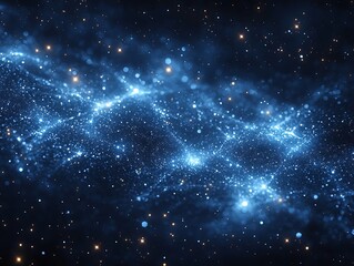 Obraz premium A blue sparkling cosmic expanse filled with numerous celestial bodies