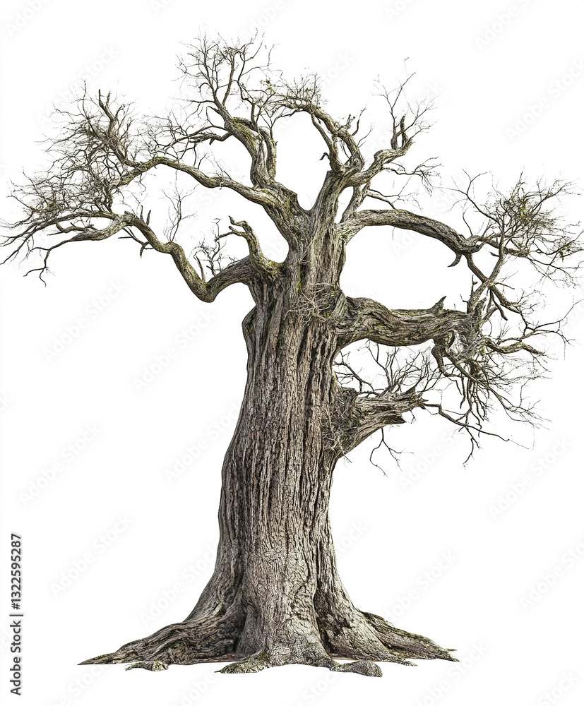 Poster ancient tree with intricate branches and textured bark