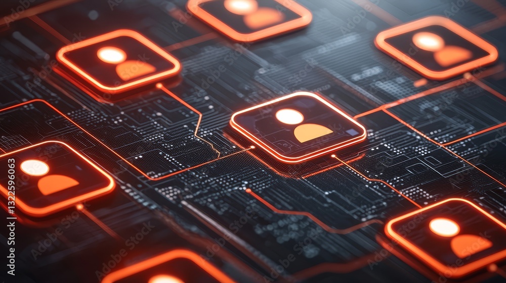 Poster intricate closeup of a computer chip, unveiling the complexities of modern technology and circuitry