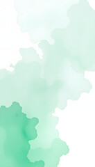 Obraz premium Green mint watercolour background, Sky in watercolour painting soft textured on wet white paper background, Abstract green mint watercolour illustration banner, wallpaper, flat papercut style. with 