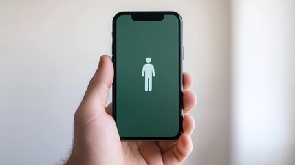 Person holding phone with green screen mockup template for app and digital content display