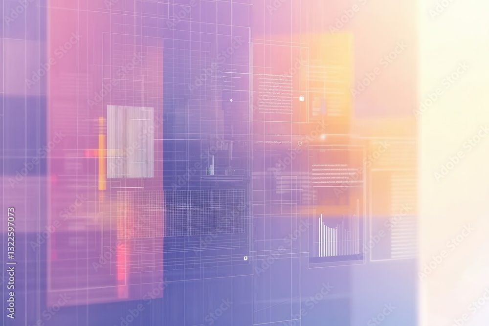 Poster Sleek UIUX wireframe background featuring soft grid lines and transparent elements for digital resource branding designs