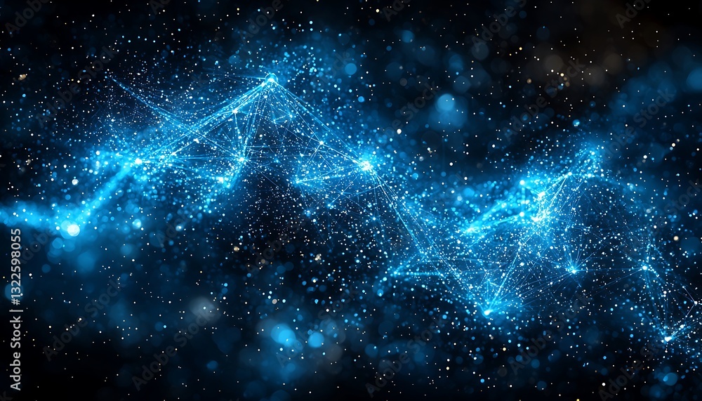 Poster a luminous network of interconnected points and lines in dark space