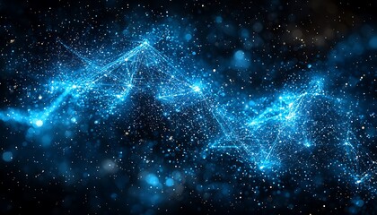Obraz premium A luminous network of interconnected points and lines in dark space