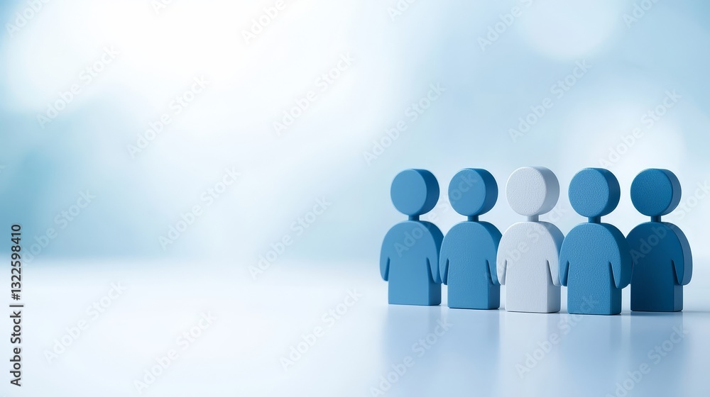 Poster diverse community, a chain of paper people symbolizing unity and connection