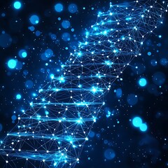 Fototapeta premium A glowing blue connected network depicting complex data patterns