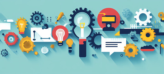 Innovation and technology: Abstract illustration, innovative concepts and gears. conveying a sense of creative problem-solving and the relentless pursuit of innovation.