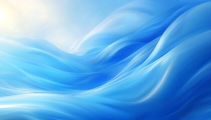 Abstract Blue Wave Like Forms With Soft Lighting And Shading