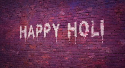 People celebrating the vibrant and colorful Holi festival in India with joyous laughter and bright colors, painting each other's faces and walls in vibrant hues under the warm sun.