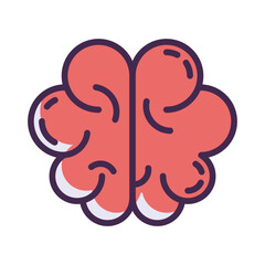 A Playful Illustration Of A Human Brain, Radiating Warmth And Friendliness With Bold Outlines And A Coral Pink Color Palette