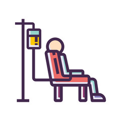 A Patient Finds Comfort During An Iv Infusion, Peacefully Seated In A Supportive Chair, Finding Strength In Quiet Moments Simple Line Art Illustration