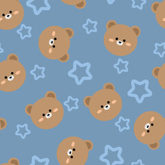 Seamless pattern cartoon cute brown bear. cute wallpaper and animals background for gift wrap paper