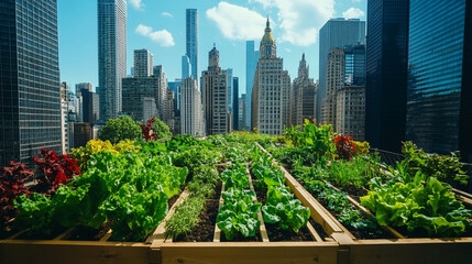 Fototapeta premium Urban gardening with raised beds
