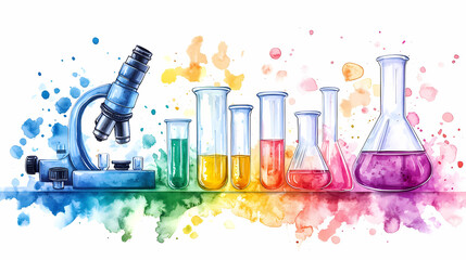 Colorful Lab: A vibrant and artistic representation of laboratory equipment, showcasing the beauty of science through a spectrum of hues.