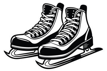 Vector illustration of classic ice skates for ladies black silhouettes