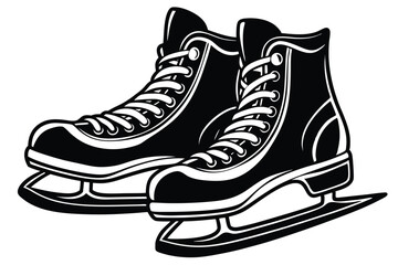 Ice skates isolated on a white background. The silhouette of the skates