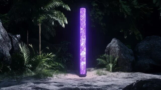 Luminous Purple Column in Tropical Night