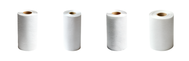 Variety of White Paper Rolls on a Black Background for Stock Images