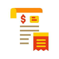 Colorful receipt icon with dollar sign and sections. Use for finance apps, accounting websites, and business-related infographics.