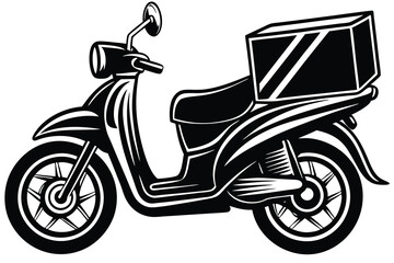 Fototapeta premium Motorcycle pizza delivery men couriers and postmen silhouette vector art