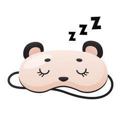 Vector cartoon cute panda animal sleeping mask with ears isolated on white background.
