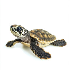 Naklejka premium baby turtle on white background, showcasing its detailed shell
