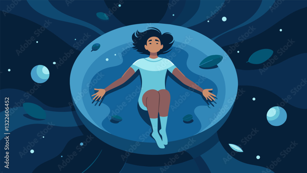 Aufkleber inside the float tank a person is completely surrounded by darkness and silence immersed in a weight