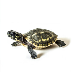 Obraz premium baby turtle on white background, looking curious