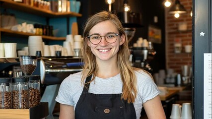 Smiling Coffee Shop Employee Portrait