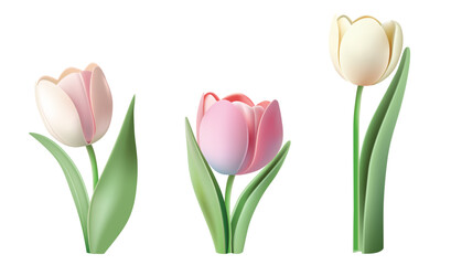 3D Tulip style vector illustration file template for creative use, including media and printing.