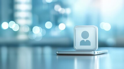 Laptop with white icon, a gateway to tech, productivity, and seamless innovation in the digital age