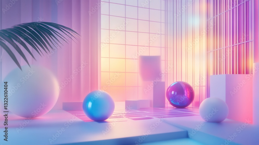 Poster futuristic design asset featuring mixed reality elements and smooth digital textures in a vibrant se