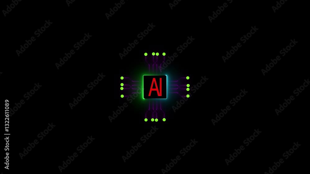 Poster ai system icon , turquoise ai technology or artificial intelligence concept. artificial intelligence