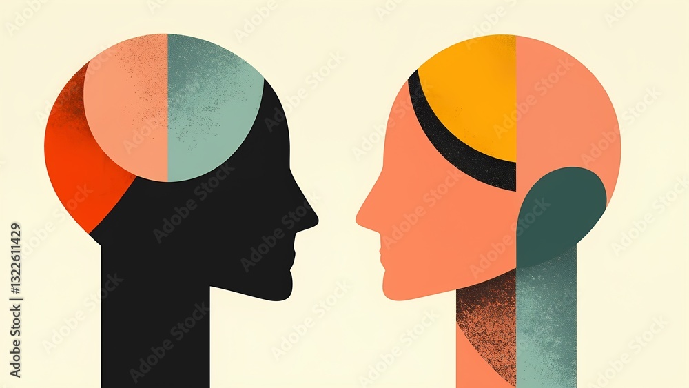 Poster exploration of identity and connection abstract portraits artistic context visual art digital enviro