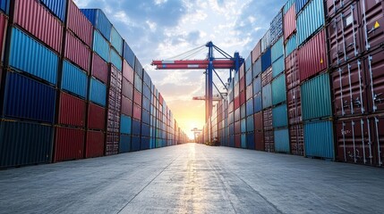 Fototapeta premium Containers in shipping yard, shipping port.