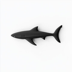 Fototapeta premium Black shark icon on white background, minimalistic design