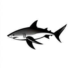 Fototapeta premium Black shark icon on white background, stylized design