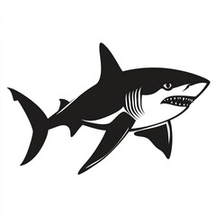 Obraz premium Black shark icon on white background, stylized design